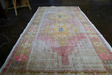 Vintage Turkish Faded Anatolian Rug 3.8ftx6.8ft