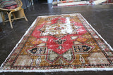 Vintage Turkish faded Anatolian Rug 4.1ft x 5.9ft