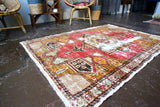 Vintage Turkish faded Anatolian Rug 4.1ft x 5.9ft