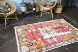 Vintage Turkish faded Anatolian Rug 4.1ft x 5.9ft