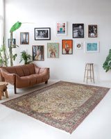 Vintage Turkish rug in living room setting, old rug, antique rug, pastel colors, faded colors, Turkish rug, vintage rug, soft rug, Portland, Oregon, rug store, rug shop, local shop