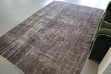 Vintage Overdyed Isparta Rug in Dark Gray 6.2ftx9.2ft