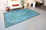Vintage Overdyed Isparta Rug in Blue 6.8ftx10ft