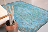 Vintage Overdyed Isparta Rug in Blue 6.8ftx10ft