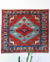 Vintage Turkish rug in a living room setting, pile rug, Turkish rug, vintage rug, portland, rug shop, bright colors, wild shaman, soft rug, bold color, Portland, Oregon, rug store, rug shop, local shop, antique rug