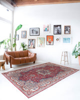 Vintage Turkish rug in living room setting, old rug, antique rug, pastel colors, faded colors, Turkish rug, vintage rug, soft rug, Portland, Oregon, rug store, rug shop, local shop