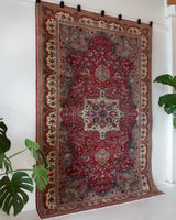 Vintage Turkish rug in living room setting, old rug, antique rug, pastel colors, faded colors, Turkish rug, vintage rug, soft rug, Portland, Oregon, rug store, rug shop, local shop