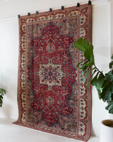 Vintage Turkish rug in living room setting, old rug, antique rug, pastel colors, faded colors, Turkish rug, vintage rug, soft rug, Portland, Oregon, rug store, rug shop, local shop