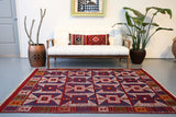 Vintage Bergama Kozak Cicim Kilim 4.9ftx6.7ft