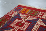 Vintage Bergama Kozak Cicim Kilim 4.9ftx6.7ft