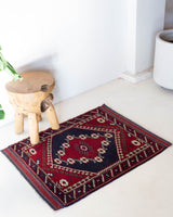 Vintage Turkish rug in a living room setting, pile rug, Turkish rug, vintage rug, portland, rug shop, bright colors, wild shaman, soft rug, bold color, Portland, Oregon, rug store, rug shop, local shop, antique rug