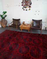 Vintage Afghan Turkmen Rug  6'6" x 9'4"
