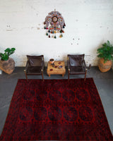 Vintage Afghan Turkmen Rug  6'6" x 9'4"