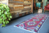 Vintage Turkish Faded Anatolian Runner Rug 2.8ftx8.6ft