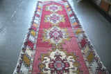 Vintage Turkish Faded Anatolian Runner Rug 2.8ftx8.6ft