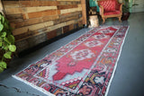 Vintage Faded Anatolian Turkish Runner Rug 3ftx9ft