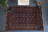 1940's Turkoman Bokhara Rug 4ftx5.9ft