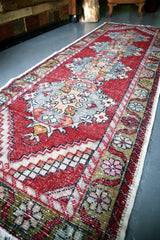 Vintage Faded Anatolian Turkish Runner Rug 3.4ftx9.9ft