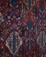 Antique Persian area rug in a living room setting, pile rug, vintage rug, portland, rug shop, bright colors, wild shaman, soft rug, bold color, Portland, Oregon, rug store, rug shop, local shop, antique rug, Persian rug, handmade rug, wool rug