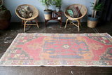 Vintage Faded Anatolian Rug 4.2ftx9ft
