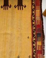 Vintage kilim rug in room decor setting, kilim, Turkish rug, vintage rug, portland, rug shop, bright colors, wild shaman, bold color, Portland, Oregon, rug store, rug shop, local shop, antique rug