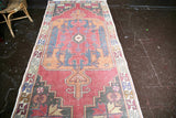 Vintage Faded Anatolian Rug 4.2ftx9ft