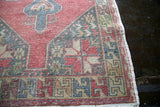 Vintage Turkish Faded Anatolian Rug 4ftx8.6ft