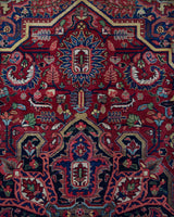 Antique Persian area rug in a living room setting, pile rug, vintage rug, portland, rug shop, bright colors, wild shaman, soft rug, bold color, Portland, Oregon, rug store, rug shop, local shop, antique rug, Persian rug, handmade rug, wool rug