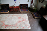 Vintage Faded Anatolian Rug 4.5ftx7ft