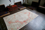 Vintage Faded Anatolian Rug 4.5ftx7ft
