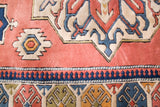 Vintage caucasian rug in a living room setting, pile rug, Turkish rug, vintage rug, portland, rug shop, bright colors, wild shaman, soft rug, bold color, Portland, Oregon, rug store, rug shop, local shop, soft rug, pastel colors, faded colors