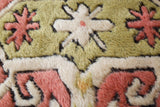 Vintage caucasian rug in a living room setting, pile rug, Turkish rug, vintage rug, portland, rug shop, bright colors, wild shaman, soft rug, bold color, Portland, Oregon, rug store, rug shop, local shop, soft rug, pastel colors, faded colors