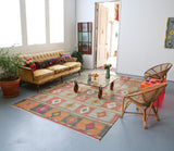 Vintage Sivas Turkish Kilim Rug 6.4ftx11.2ft