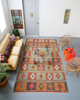 Vintage Sivas Turkish Kilim Rug 6.4ftx11.2ft