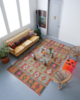 Vintage Sivas Turkish Kilim Rug 6.4ftx11.2ft