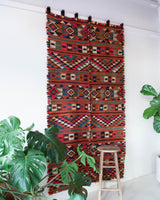 Vintage kilim rug in living room setting, bright colors, wild shaman, soft rug, bold color, Portland, Oregon, rug store, rug shop, local shop, vintage rug, modern kilim