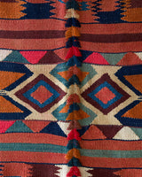 Vintage kilim rug in living room setting, bright colors, wild shaman, soft rug, bold color, Portland, Oregon, rug store, rug shop, local shop, vintage rug, modern kilim