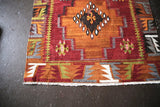 Vintage Kayseri Kilim Runner 3.4ftx12ft