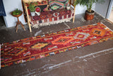 Vintage Kayseri Kilim Runner 3.4ftx12ft