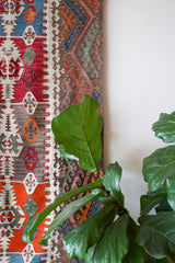 Antique kilim rug in living room setting, bright colors, wild shaman, soft rug, bold color, Portland, Oregon, rug store, rug shop, local shop, vintage rug, modern kilim, antique kilim, antique