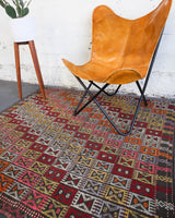 Turkish rug, vintage rug, flat weave, kilim rug, large area rug, square rug, Wild Shaman, Portland, Oregon, rug store, rug shop, local shop, bright colors, area rug, red rug, bold color