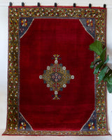 Vintage Turkish rug in a living room setting, pile rug, Turkish rug, vintage rug, portland, rug shop, bright colors, wild shaman, soft rug, bold color, Portland, Oregon, rug store, rug shop, local shop, antique rug