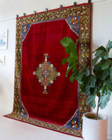 Vintage Turkish rug in a living room setting, pile rug, Turkish rug, vintage rug, portland, rug shop, bright colors, wild shaman, soft rug, bold color, Portland, Oregon, rug store, rug shop, local shop, antique rug