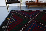 black, red, old rug, vintage kilim, flat weave, antique, oushak, portland rug shop, rug store, wild shaman