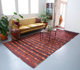 orange, brown, striped, old rug, vintage kilim, flat weave, antique, oushak rug, portland rug shop, rug store, wild shaman