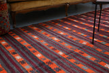orange, brown, striped, old rug, vintage kilim, flat weave, antique, oushak rug, portland rug shop, rug store, wild shaman