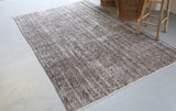 Vintage Turkish  Overdyed Isparta Rug in Ash 5' x 8'