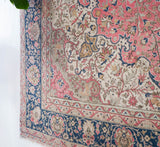 Vintage Turkish rug in living room setting, old rug, antique rug, pastel colors, faded colors, Turkish rug, vintage rug, soft rug, Portland, Oregon, rug store, rug shop, local shop