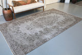 Vintage Overdyed Isparta Rug in Mid Gray 5.7ftx9.7ft
