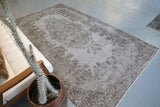 Vintage Overdyed Isparta Rug in Mid Gray 5.7ftx9.7ft